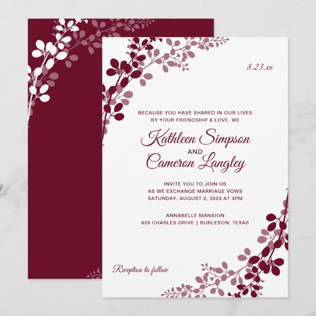 Invitaciones de Boda con Aliento de Bebé o Enredad (Anverso / Reverso)
