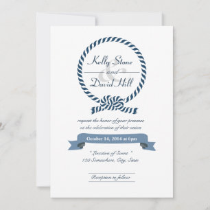 Invitaciones de boda con anillo de cuerda náutica 