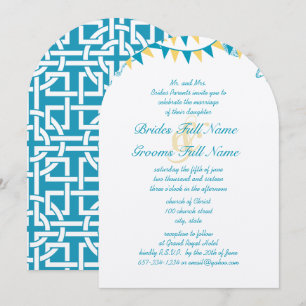 Invitaciones de boda con banderines de azul y amar