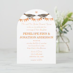 Invitaciones de boda con banderines de pájaros vin