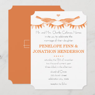 Invitaciones de boda con banderines de pájaros vin