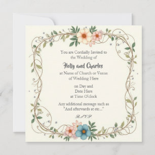 Invitaciones de boda con borde de flores de Bonito