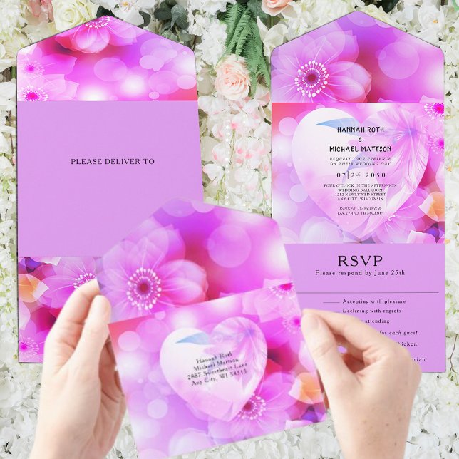 Invitaciones de Boda con Brillo Romántico y Floral (Subido por el creador)