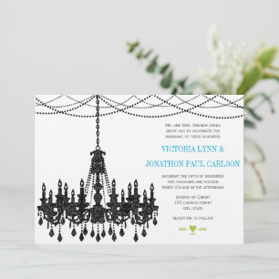 Invitaciones de Boda con Candil Aqua Vintage Moder