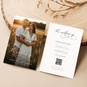 Invitaciones de boda con código QR de guión modern