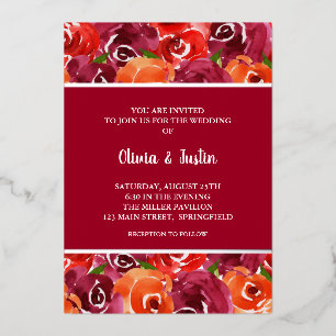 Invitaciones de boda con collage floral de acuarel