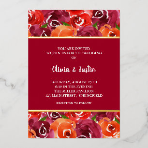 Invitaciones de boda con collage floral de acuarel