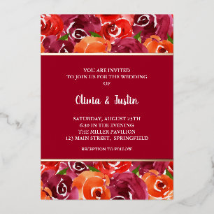 Invitaciones de boda con collage floral de acuarel