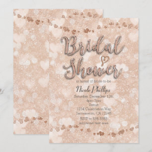 Invitaciones de boda con corazones de oro rosa