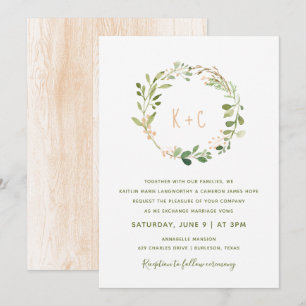 Invitaciones de boda con corona de follaje - Meloc
