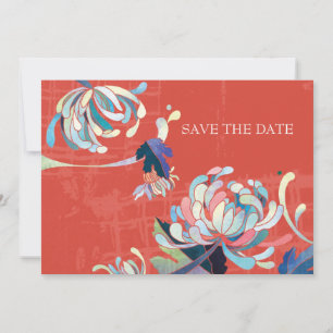 Invitaciones de boda con crisantemos para guardar 