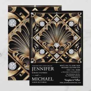 Invitaciones de Boda con Diamantes de Color Negro 