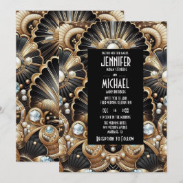 Invitaciones de Boda con Diamantes de Color Negro 