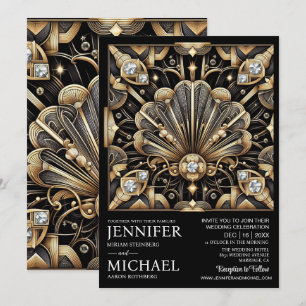 Invitaciones de Boda con Diamantes de Color Negro 
