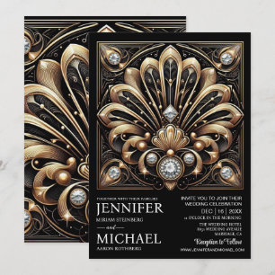 Invitaciones de Boda con Diamantes de Color Negro 