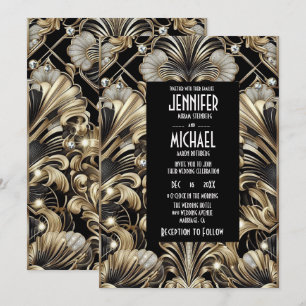Invitaciones de Boda con Diamantes de Color Negro 