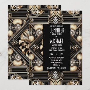 Invitaciones de Boda con Diamantes de Color Negro 