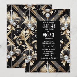 Invitaciones de Boda con Diamantes de Color Negro 