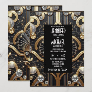 Invitaciones de Boda con Diamantes de Color Negro