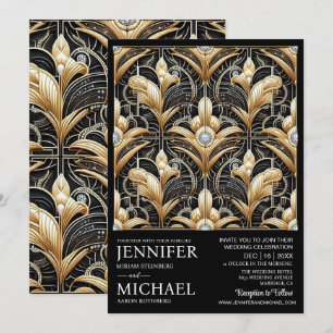 Invitaciones de Boda con Diamantes de Color Negro 