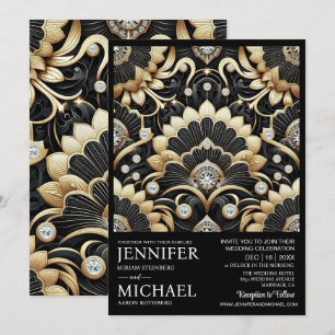 Invitaciones de Boda con Diamantes de Color Negro 
