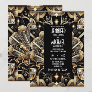 Invitaciones de Boda con Diamantes de Color Negro 