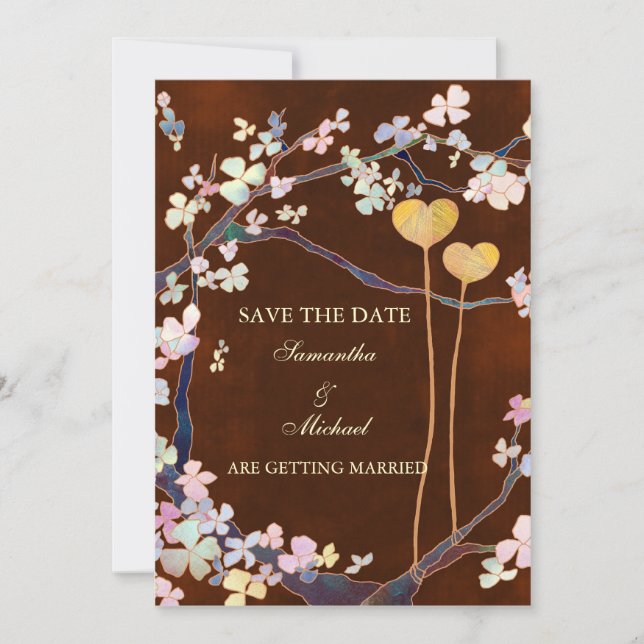 Invitaciones de boda con dos corazones para guarda (Anverso)