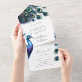Invitaciones de boda con el Peacock de la tarjeta