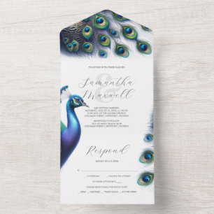 Invitaciones de boda con el Peacock de la tarjeta