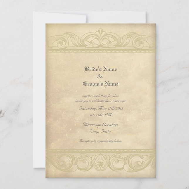 Invitaciones de Boda con Estilo de Pergamino Elega (Anverso)