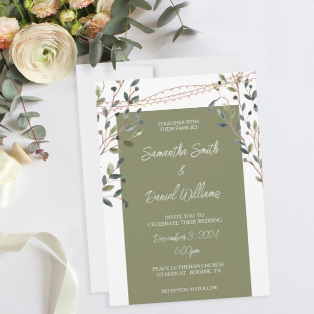 Invitaciones de boda con eucalipto y salvia verde (A botanical themed wedding invitation.)