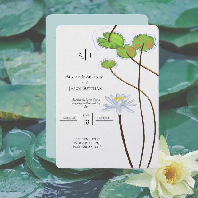 Invitaciones de boda con flor de loto pintada a ma (Subido por el creador)