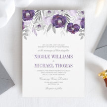 Invitaciones de boda con flores de acuarela grises