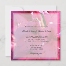 Invitaciones de boda con flores de azalea rosadas