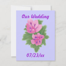 Invitaciones de boda con flores de geranios rosado