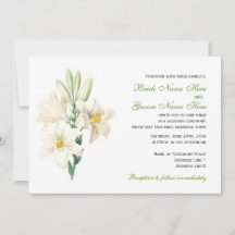Invitaciones de boda con flores de lirio blancas v