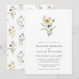 Invitaciones de Boda con Flores Silvestres Simples
