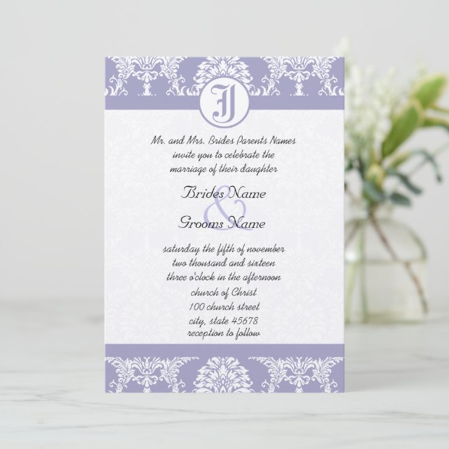 Invitaciones de boda con foto Lavanda Antiguo Dama (Anverso de pie)