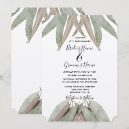 Invitaciones de boda con hoja de eucalipto rústico