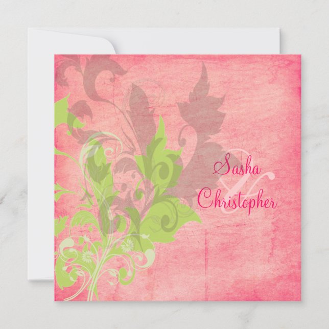 Invitaciones de boda con hojas/remolinos ornamenta (Anverso)