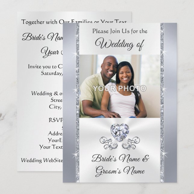 Invitaciones de boda con imágenes de pareja (Anverso / Reverso)
