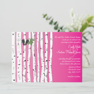 Invitaciones de boda con iniciales rosadas en abed