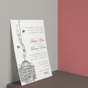 Invitaciones de boda con jaula de pájaro vintage c