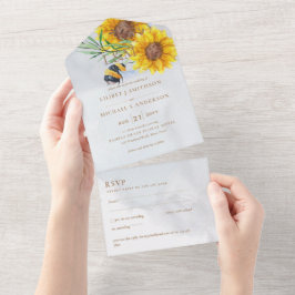 Invitaciones de boda con las abejas rusticas giras