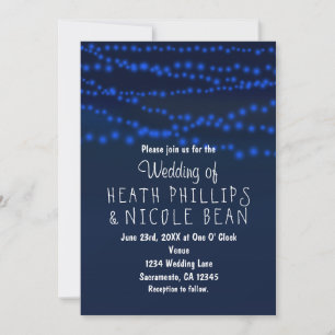 Invitaciones de boda con luces de cuerda azules br