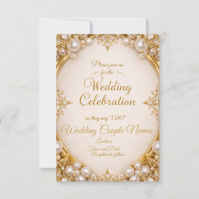 Invitaciones de boda con marco ornamentado de lujo (Anverso)