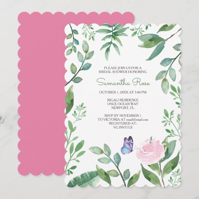 Invitaciones de boda con mariposas (Anverso / Reverso)