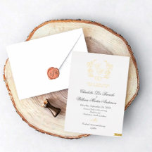 Invitaciones de boda con monograma floral dorado