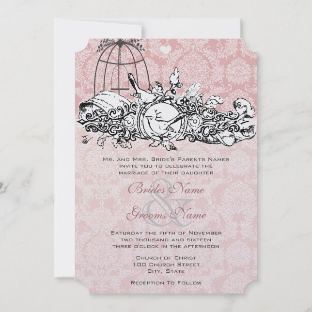 Invitaciones de boda con pergamino musical de pája (Reverso)