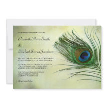 Invitaciones de boda con plumas de pavo real vinta